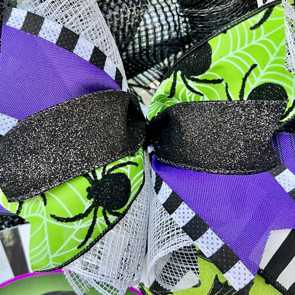 Halloween Themed Wreath with Black, Green, and Purple Accents - Picture 4 of 5